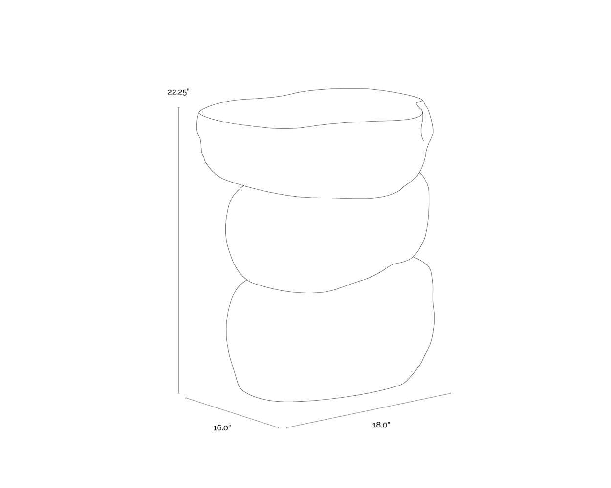 Torbay End Table dimensions schematic