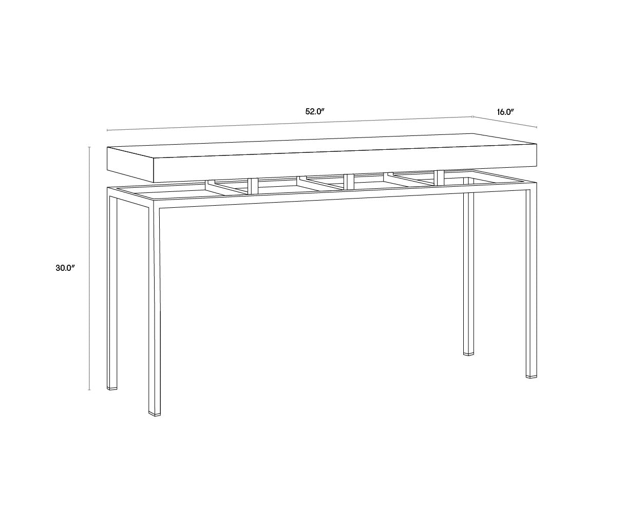 Toreno Console Table dimensions schematic