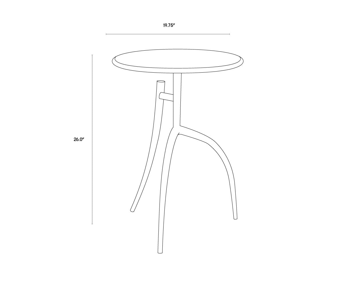 Trent End Table dimensions schematic
