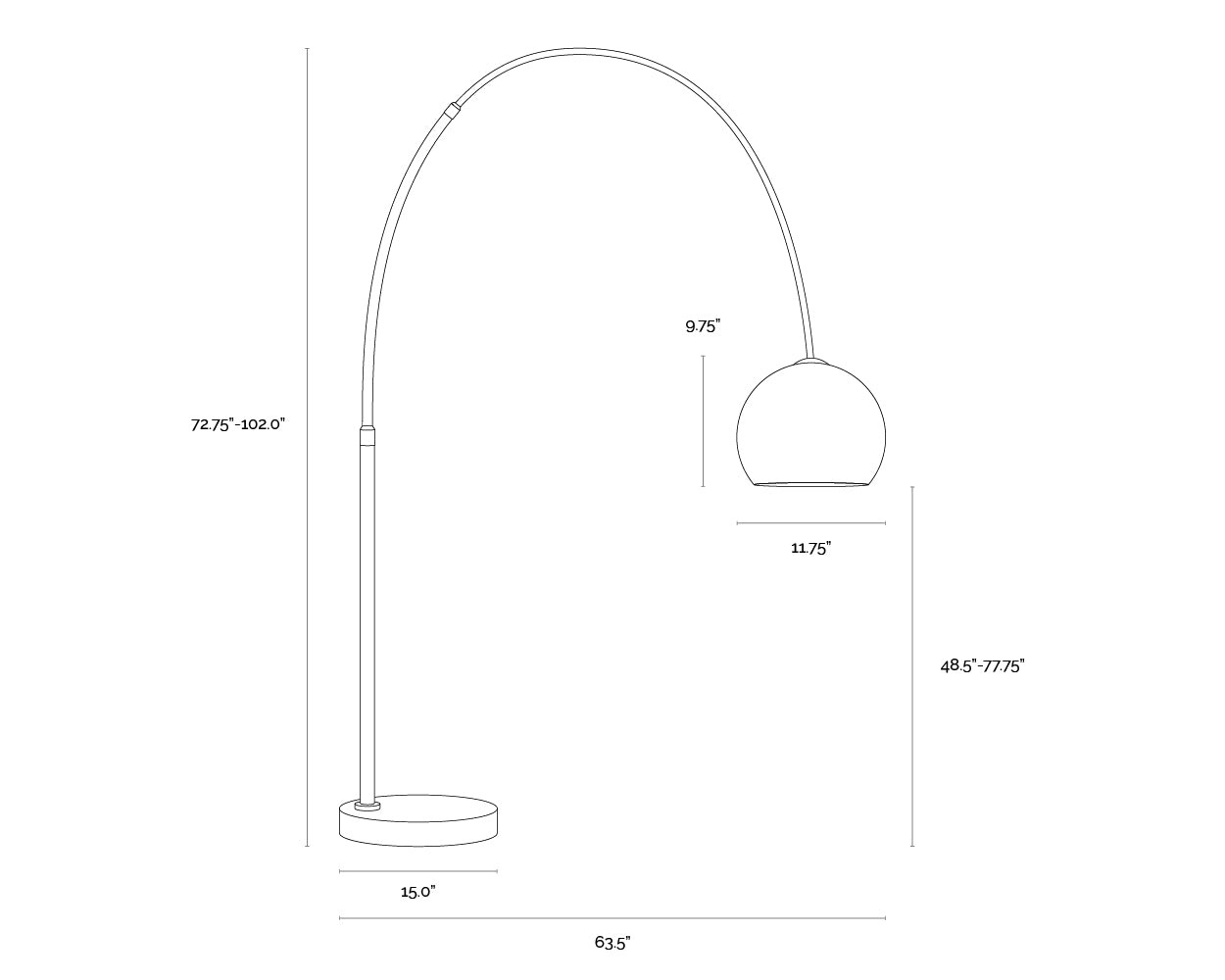Vern Floor Lamp dimensions schematic