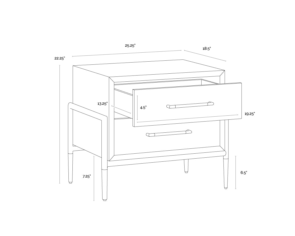 Weldrick Nightstand dimensions schematic