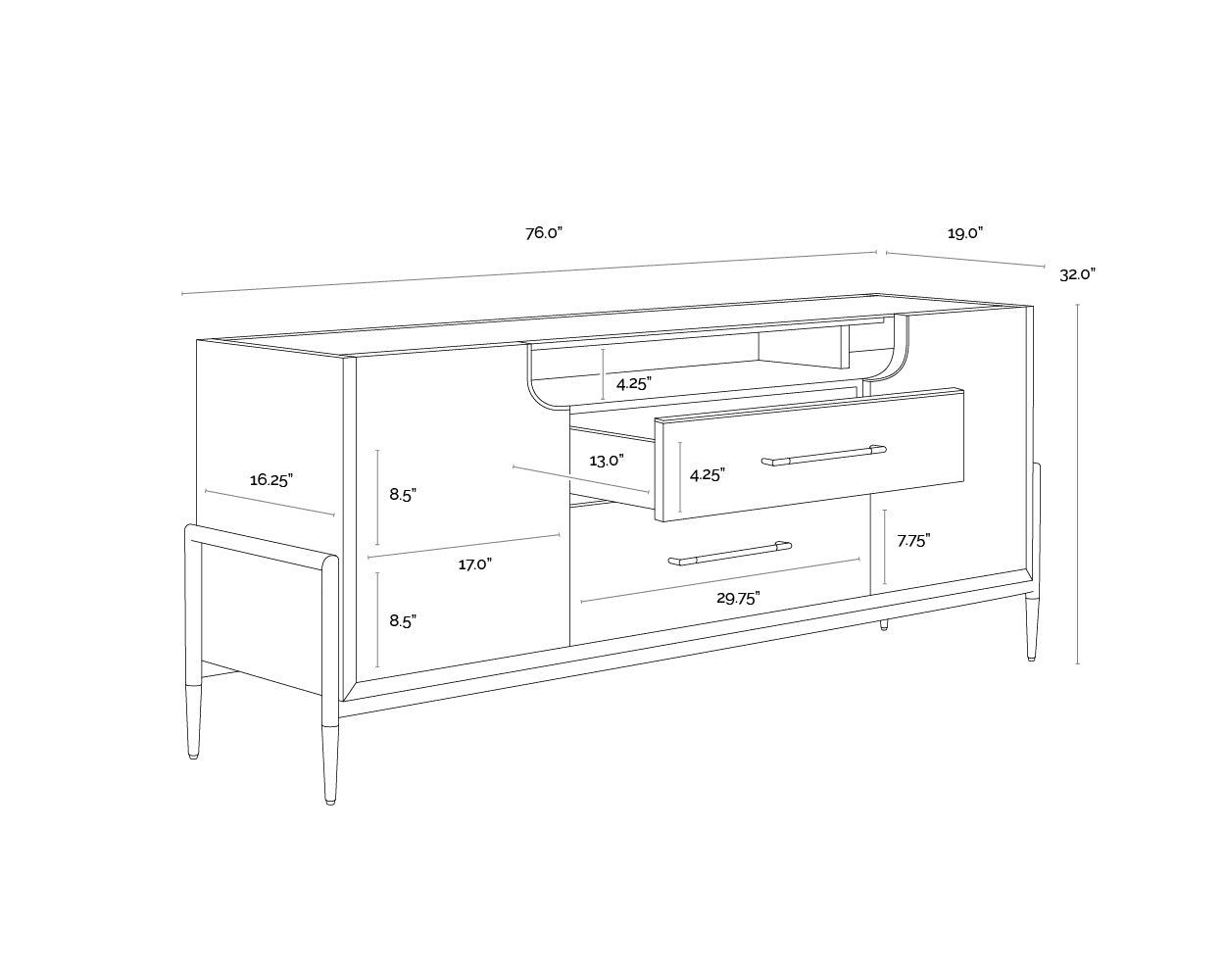 Weldrick Sideboard dimensions schematic