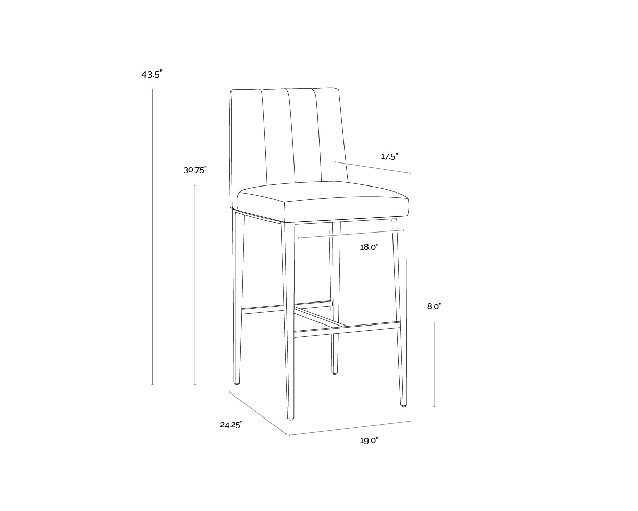 Wilbur Counter Stool dimensions schematic