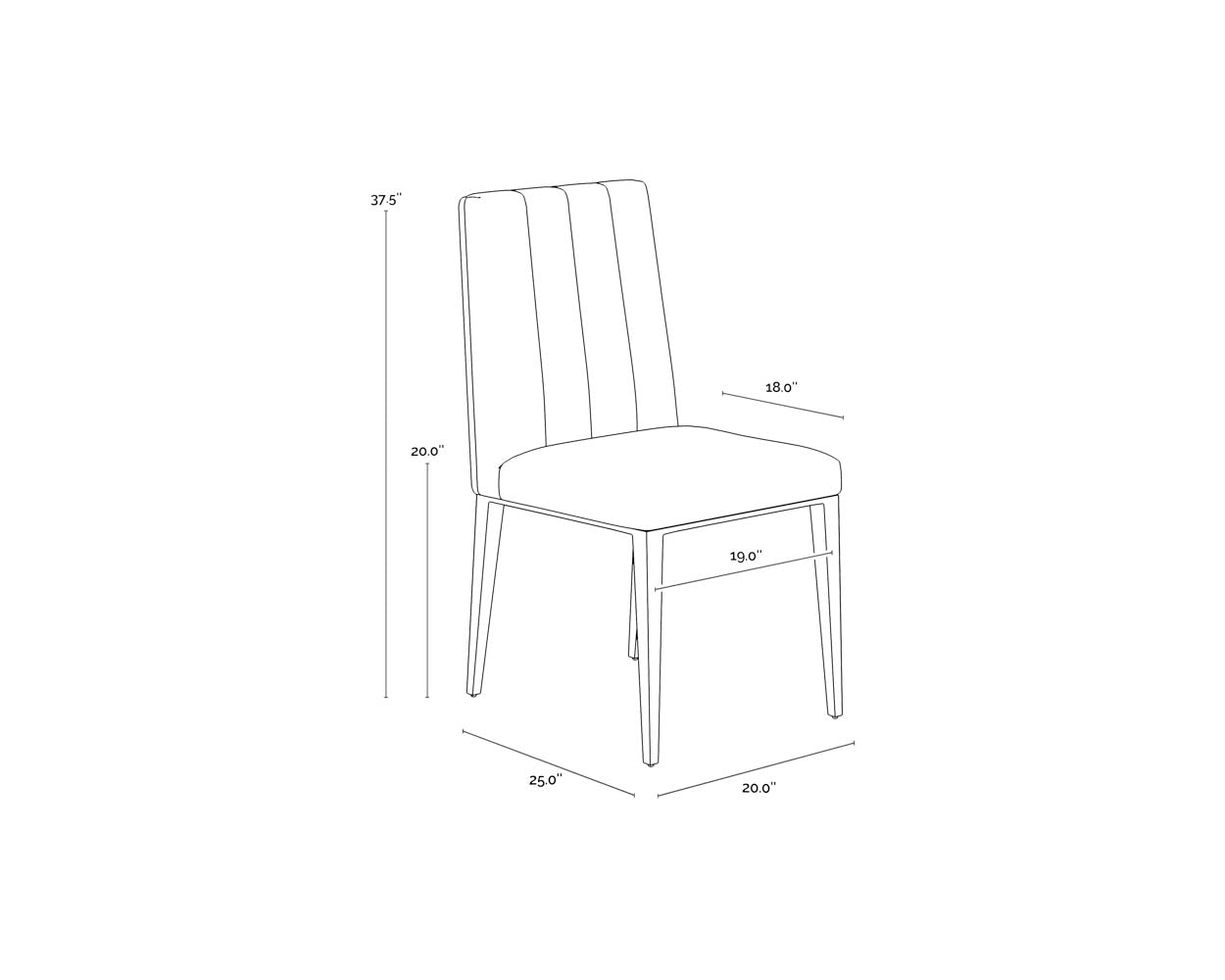 Wilbur Dining Chair dimensions schematic