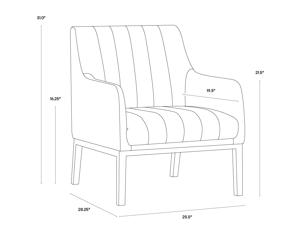 Wolfe Lounge Chair dimensions schematic