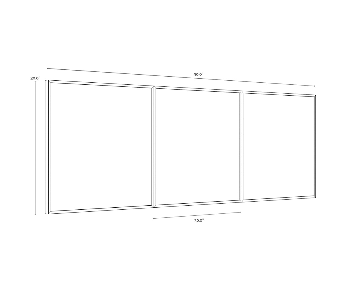 Zen Garden (Set Of 3) - 30" X 30" - Black Floater Frame dimensions schematic